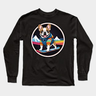 French Bulldog Snowboarder Long Sleeve T-Shirt